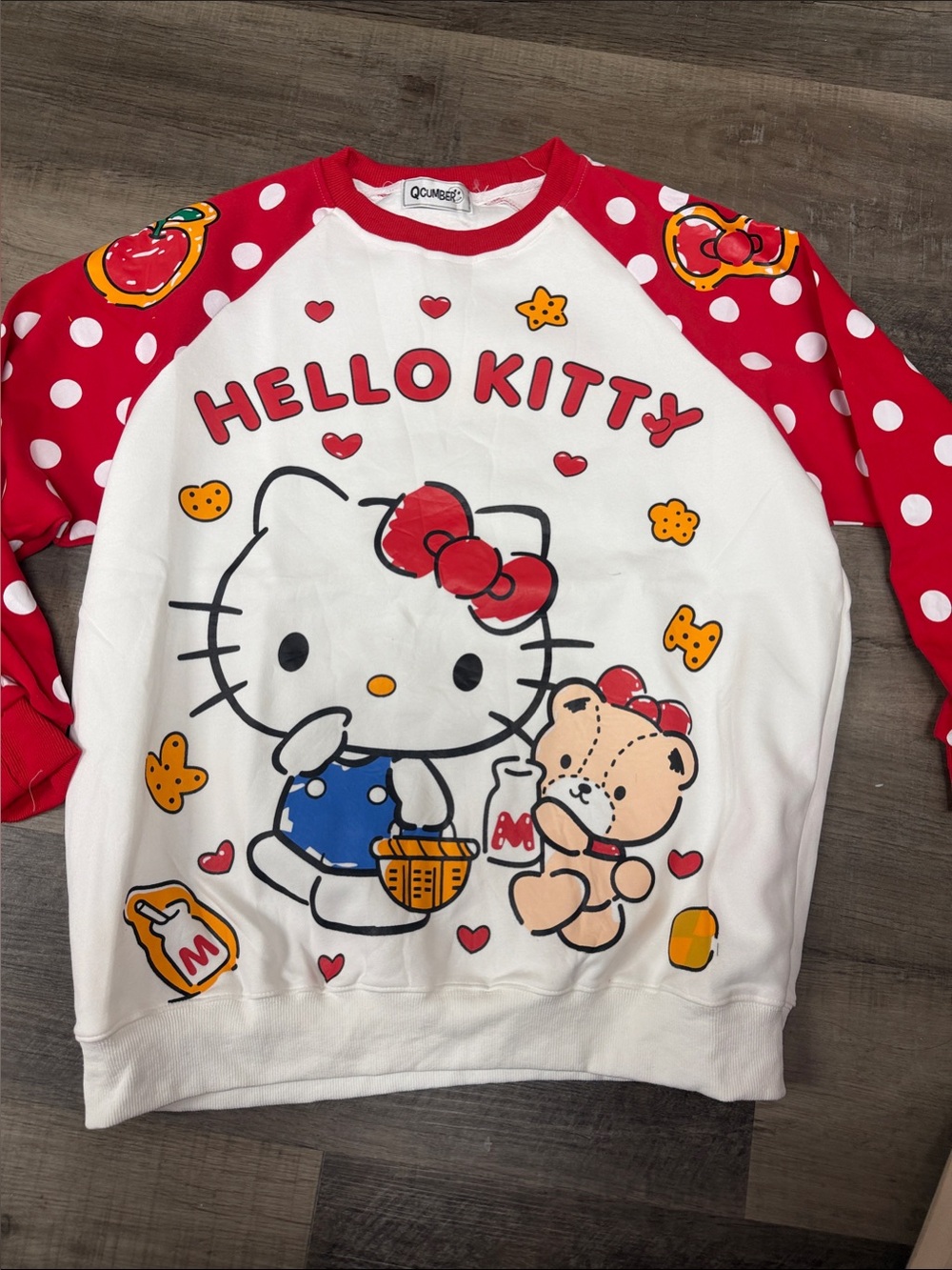 Hello Kitty Womens Sweatshirt in White, Red & Blue